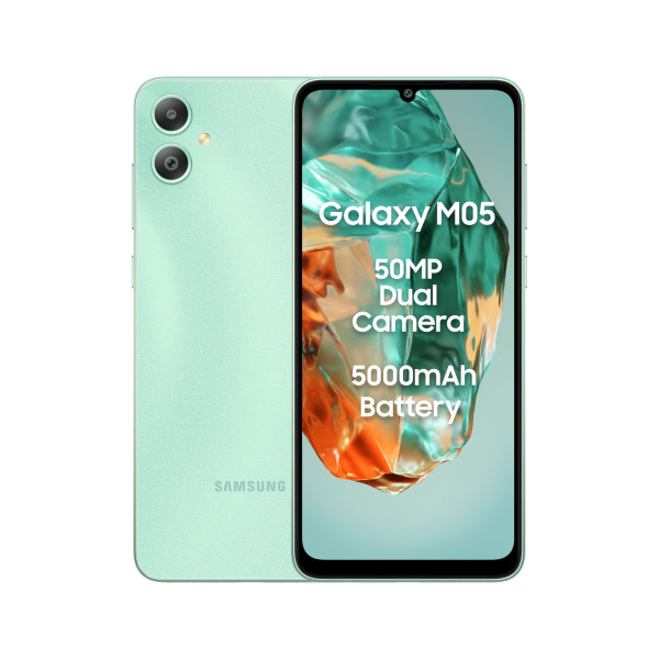 Image of Samsung Galaxy M05 (Mint Green, 4GB RAM, 64 GB Storage) | 50MP Dual Camera | Bigger 6.7" HD+ Display | 5000mAh Battery | 25W Fast Charging | 2 Gen OS Upgrade &amp; 4 Year Security Update | Without Charger