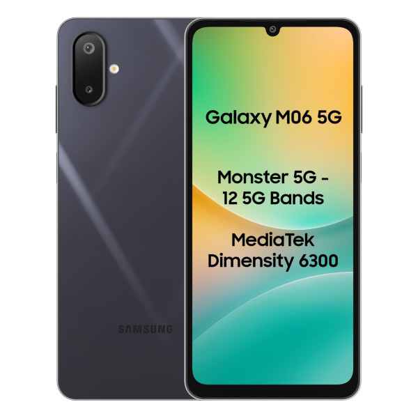Image of Samsung Galaxy M06 5G (Blazing Black, 4GB RAM, 128 GB Storage) | MediaTek Dimensity 6300 | AnTuTu Score 422K+ | 12 5G Bands | 25W Fast Charging | 4 Gen. of OS Upgrades | Without Charger