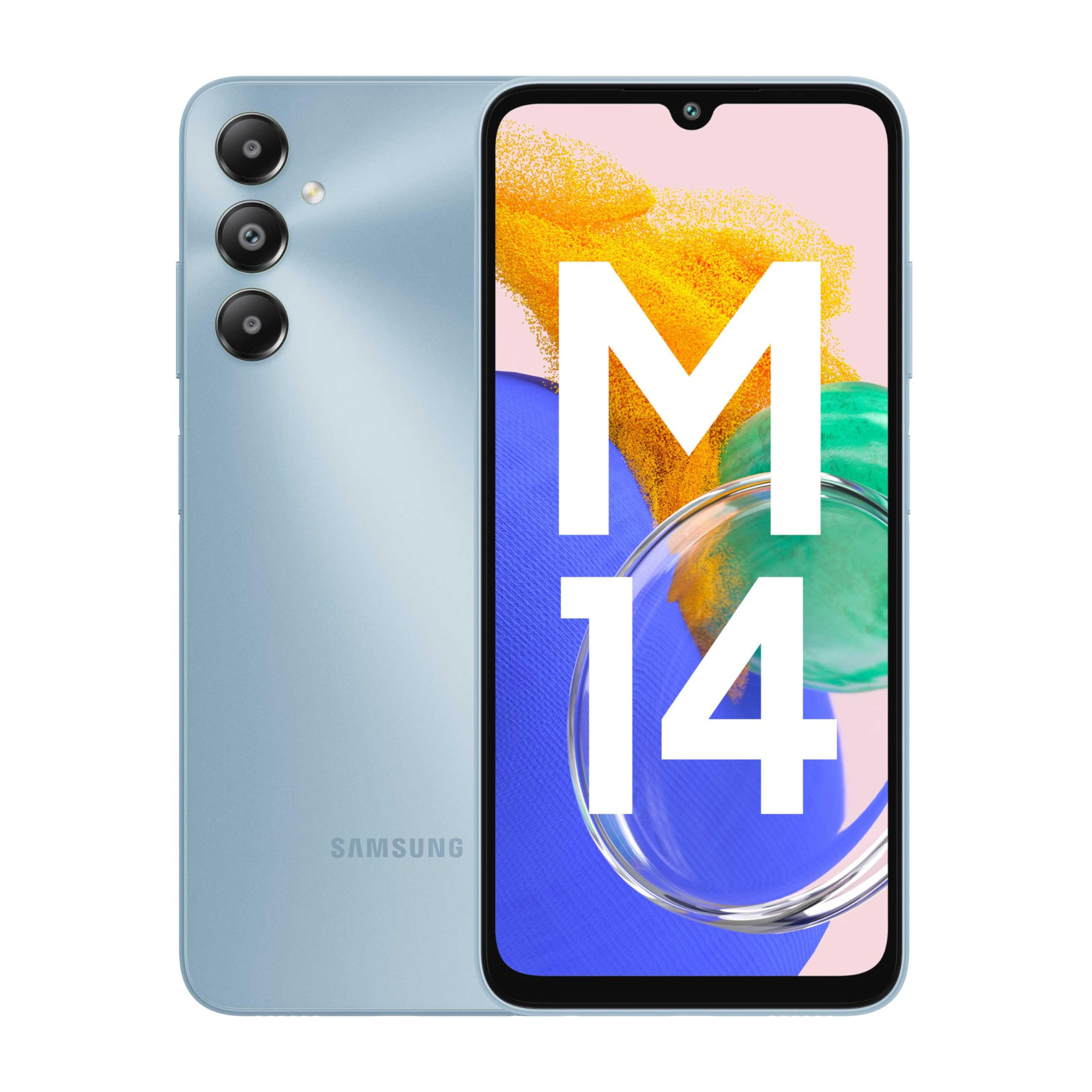 Samsung Galaxy M14 4G Arctic Blue4GB64GB 50MP Triple Cam 5000mAh Battery Snapdragon 680 Processor 2 Gen OS Upgrade 4 Year Security Update 8GB RAM with RAM Plus Without Charger