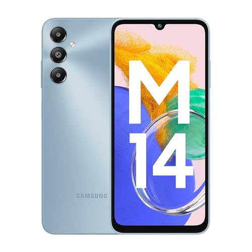Samsung Galaxy M14 4G Arctic Blue4GB64GB 50MP Triple Cam 5000mAh Battery Snapdragon 680 Processor 2 Gen OS Upgrade 4 Year Security Update 8GB RAM with RAM Plus Without Charger
