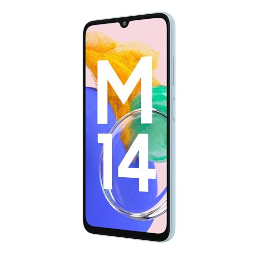 Samsung Galaxy M14 4G Arctic Blue4GB64GB 50MP Triple Cam 5000mAh Battery Snapdragon 680 Processor 2 Gen OS Upgrade 4 Year Security Update 8GB RAM with RAM Plus Without Charger