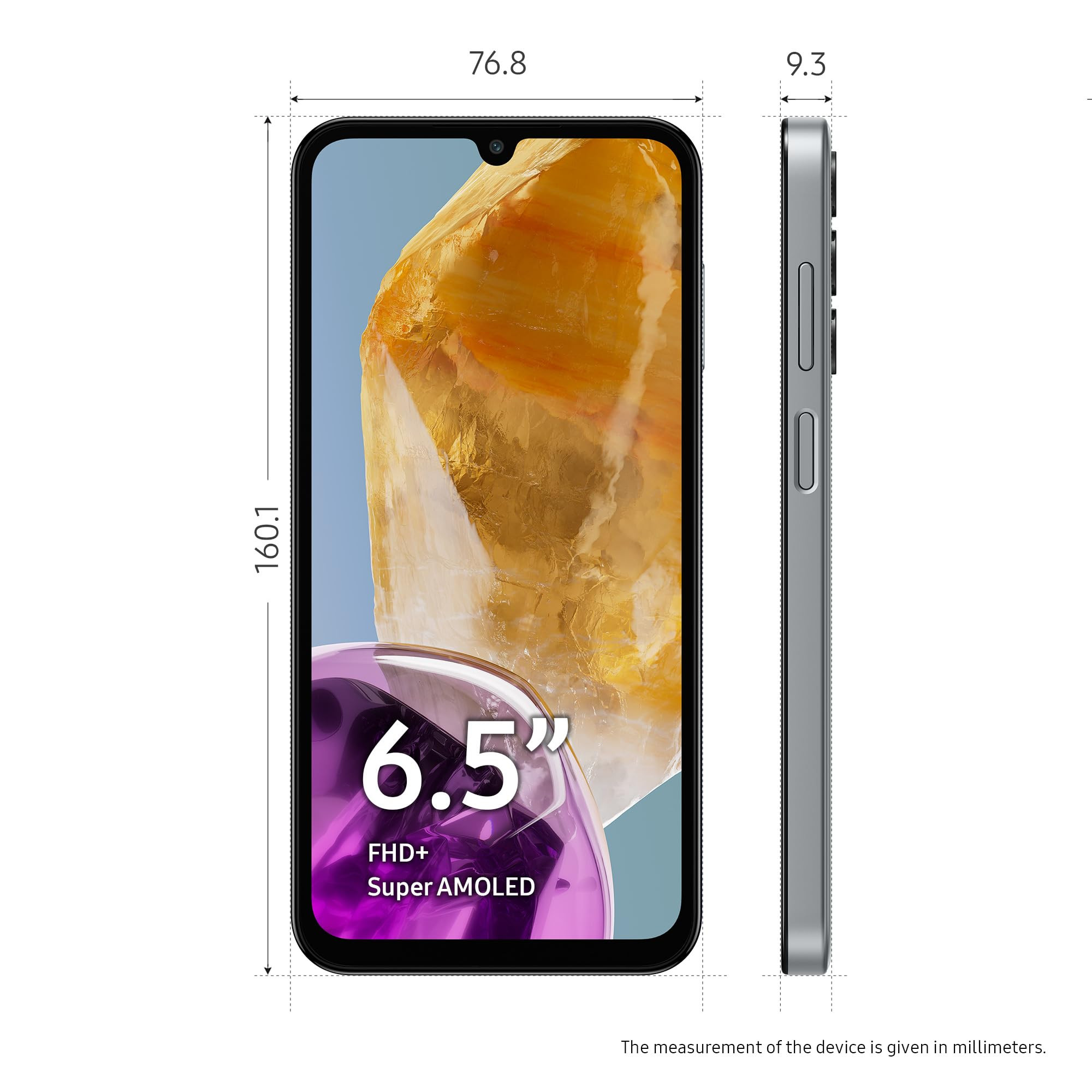 Samsung Galaxy M15 5G Stone Grey8GB RAM128GB Storage 50MP Triple Cam 6000mAh Battery MediaTek Dimensity 6100 4 Gen OS Upgrade 5 Year Security Update Super AMOLED Display Without Charger