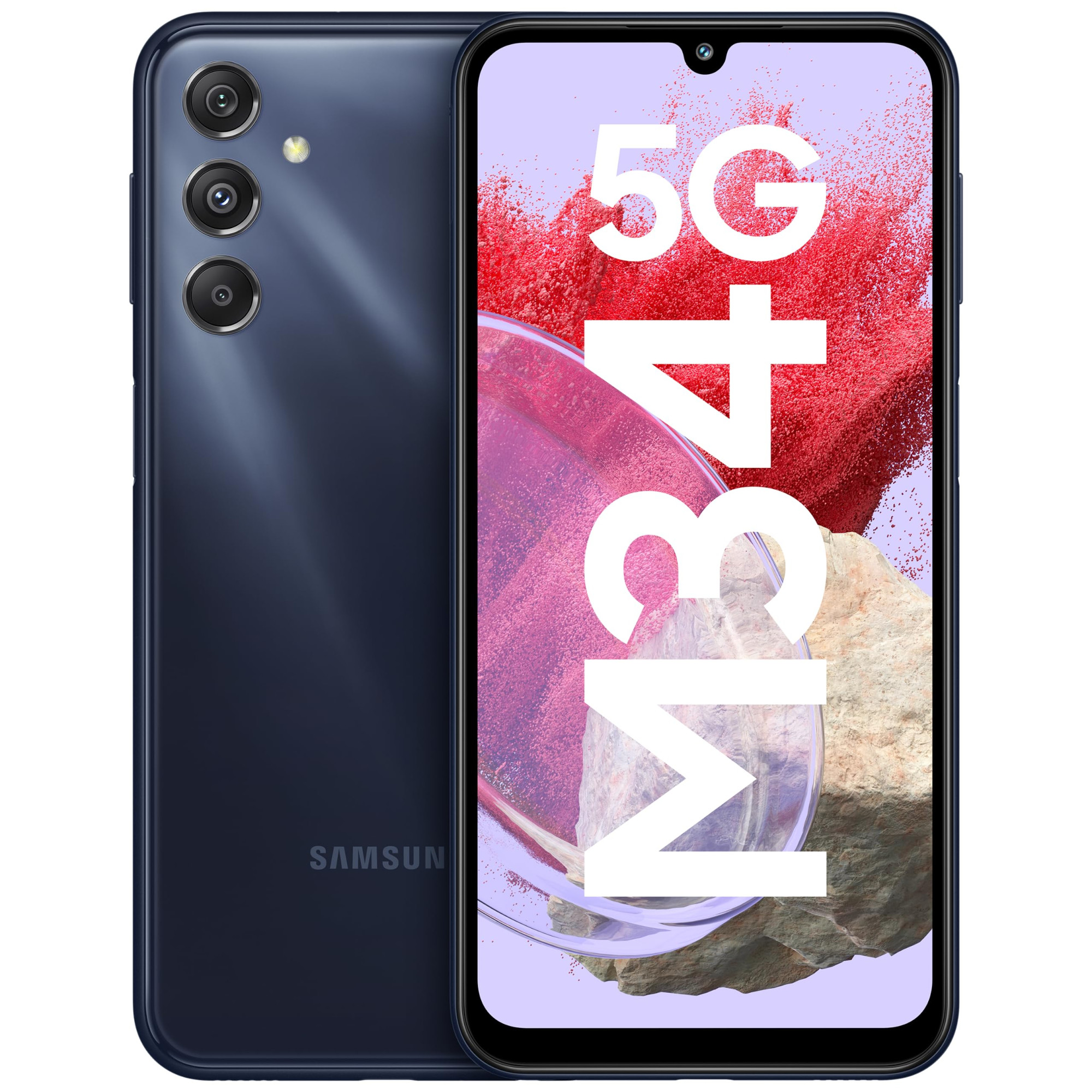 Samsung Galaxy M34 5G Midnight Blue8GB128GB120Hz sAMOLED Display50MP Triple No Shake Cam6000 mAh Battery4 Gen OS Upgrade 5 Year Security Update16GB RAM with RAMAndroid 13Without Charger