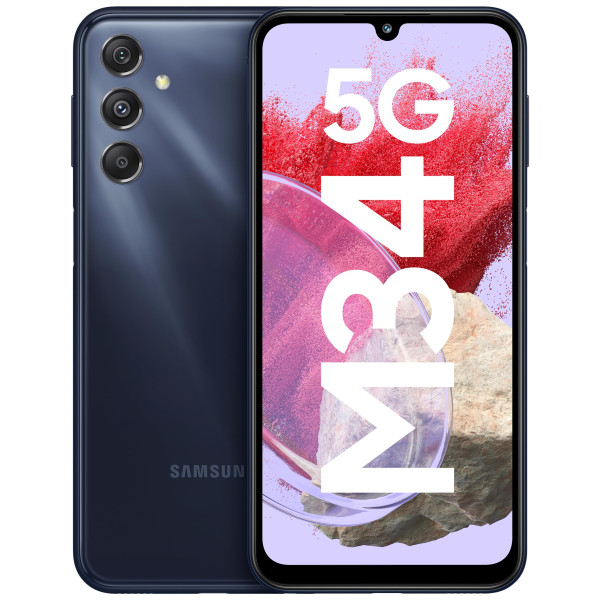 Image of Samsung Galaxy M34 5G (Midnight Blue,8GB,128GB)|120Hz sAMOLED Display|50MP Triple No Shake Cam|6000 mAh Battery|4 Gen OS Upgrade &amp; 5 Year Security Update|16GB RAM with RAM+|Android 13|Without Charger