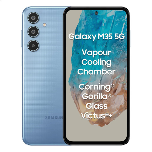 Image of Samsung Galaxy M35 5G (Daybreak Blue,6GB RAM,128GB Storage)| Corning Gorilla Glass Victus+| AnTuTu Score 595K+ | Vapour Cooling Chamber | 6000mAh Battery | 120Hz Super AMOLED Display| Without Charger