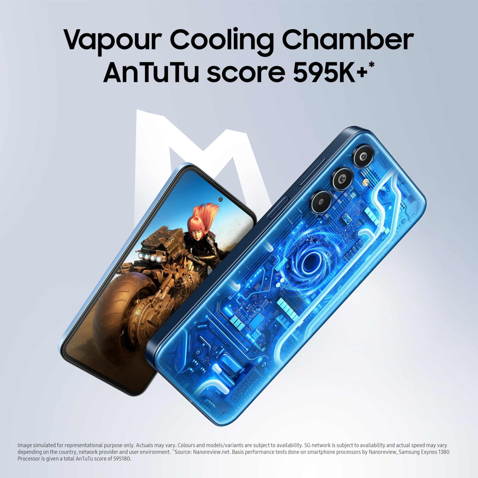 Samsung Galaxy M35 5G Daybreak Blue6GB RAM128GB Storage Corning Gorilla Glass Victus AnTuTu Score 595K Vapour Cooling Chamber 6000mAh Battery 120Hz Super AMOLED Display Without Charger