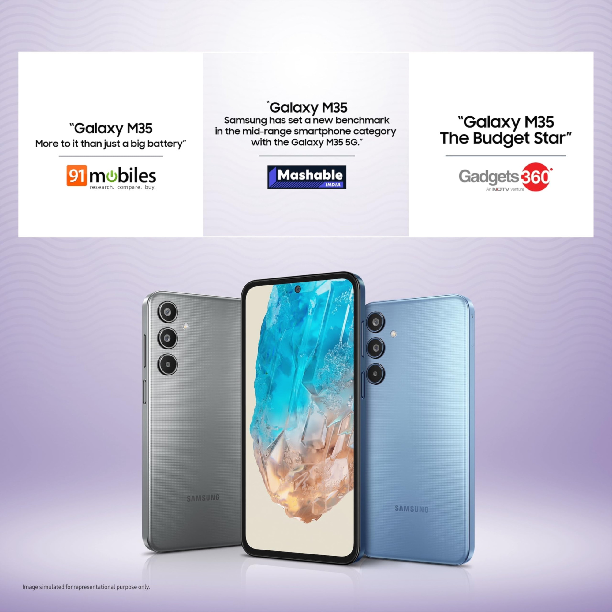 Samsung Galaxy M35 5G Daybreak Blue8GB RAM256GB Storage Corning Gorilla Glass Victus AnTuTu Score 595K Vapour Cooling Chamber 6000mAh Battery 120Hz Super AMOLED Display Without Charger