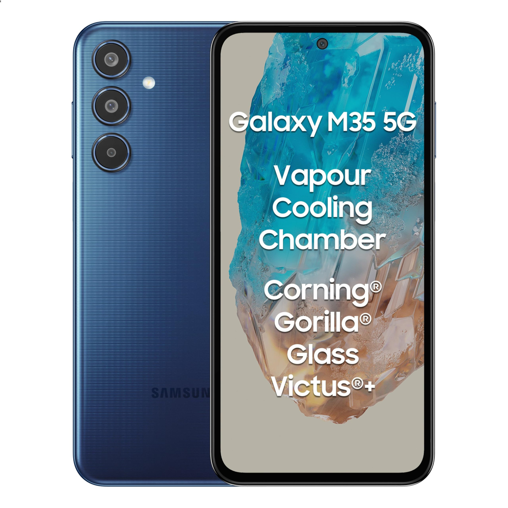 Samsung Galaxy M35 5G Moonlight Blue8GB RAM128GB Storage Corning Gorilla Glass Victus AnTuTu Score 595K Vapour Cooling Chamber 6000mAh Battery 120Hz Super AMOLED Display Without Charger