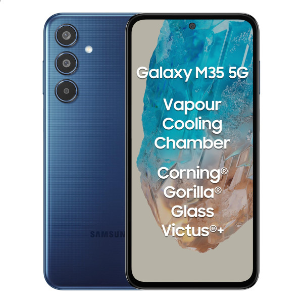 Image of Samsung Galaxy M35 5G (Moonlight Blue,8GB RAM,128GB Storage)| Corning Gorilla Glass Victus+| AnTuTu Score 595K+ | Vapour Cooling Chamber | 6000mAh Battery | 120Hz Super AMOLED Display| Without Charger