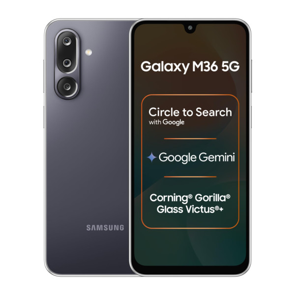 Image of Samsung Galaxy M36 5G (Velvet Black, 6 GB RAM, 128 GB Storage)| Circle to Search| Google Gemini| Corning Gorilla Glass Victus+| 7.7mm Slim| AI Enhanced 50 MP OIS Triple Camera| Unmatched Nightography