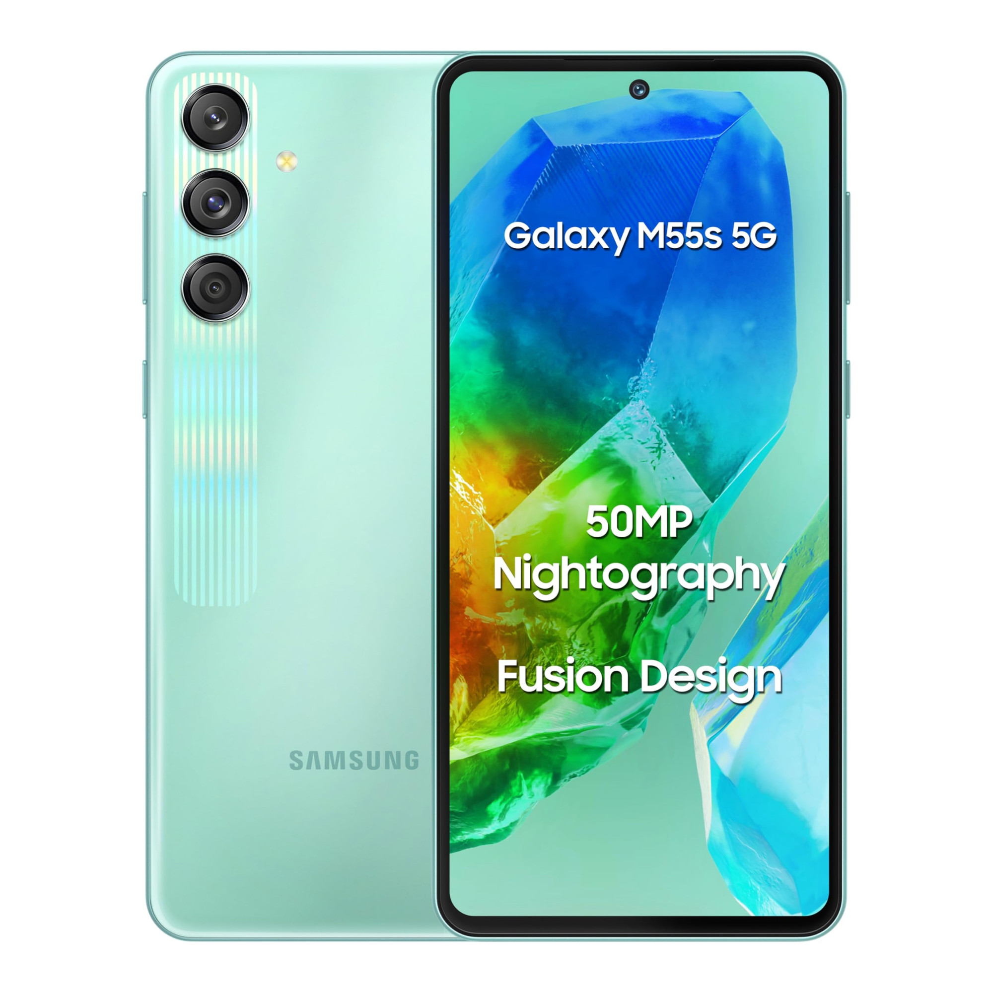 Samsung Galaxy M55s 5G Coral Green8GB RAM256GB Storage 50MP Triple Cam 5000mAh Battery Snapdragon 7 Gen 1 4 Gen OS Upgrade 5 Year Security Update Super AMOLED Display Without Charger