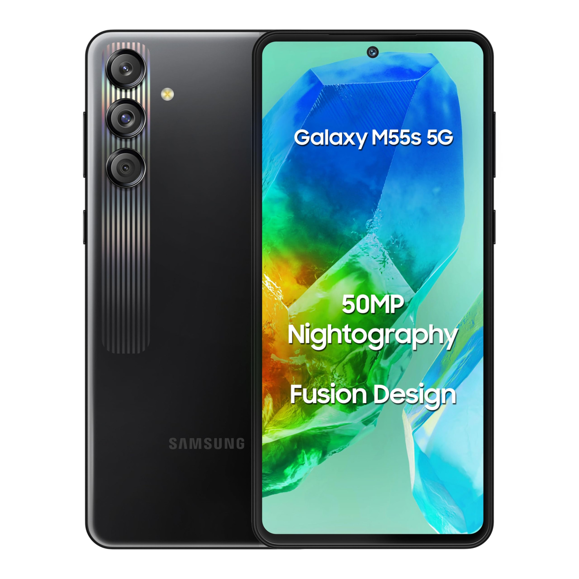 Samsung Galaxy M55s 5G Thunder Black8GB RAM256GB Storage 50MP Triple Cam 5000mAh Battery Snapdragon 7 Gen 1 4 Gen OS Upgrade 5 Year Security Update Super AMOLED Display Without Charger