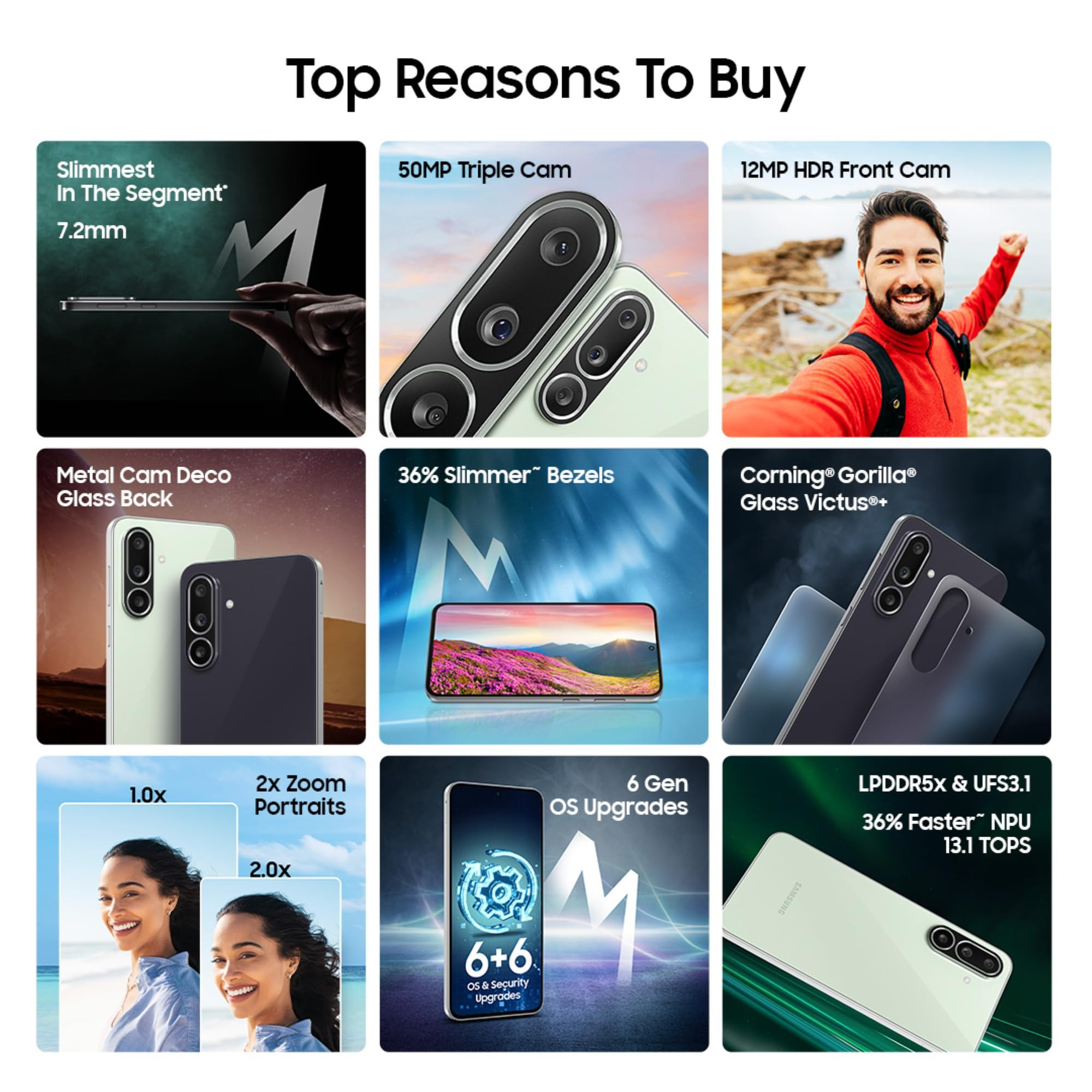 Samsung Galaxy M56 5G Black 8 GB RAM 128 GB Storage Slimmest Phone in The Segment Gorilla Glass Victus 10 Bit HDR Video Enhanced Nightography 4nm Processor Vapor Cooling Chamber