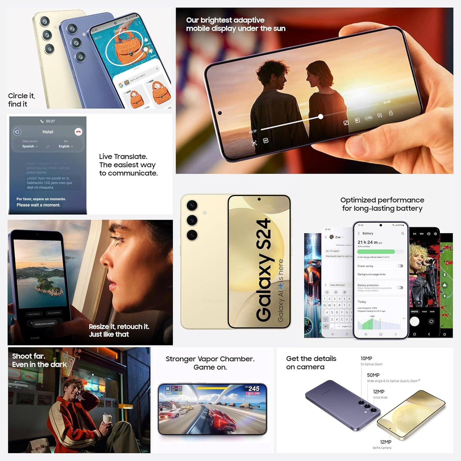 Samsung Galaxy S24 5G AI Smartphone Amber Yellow 8GB 128GB Storage with Other Offers