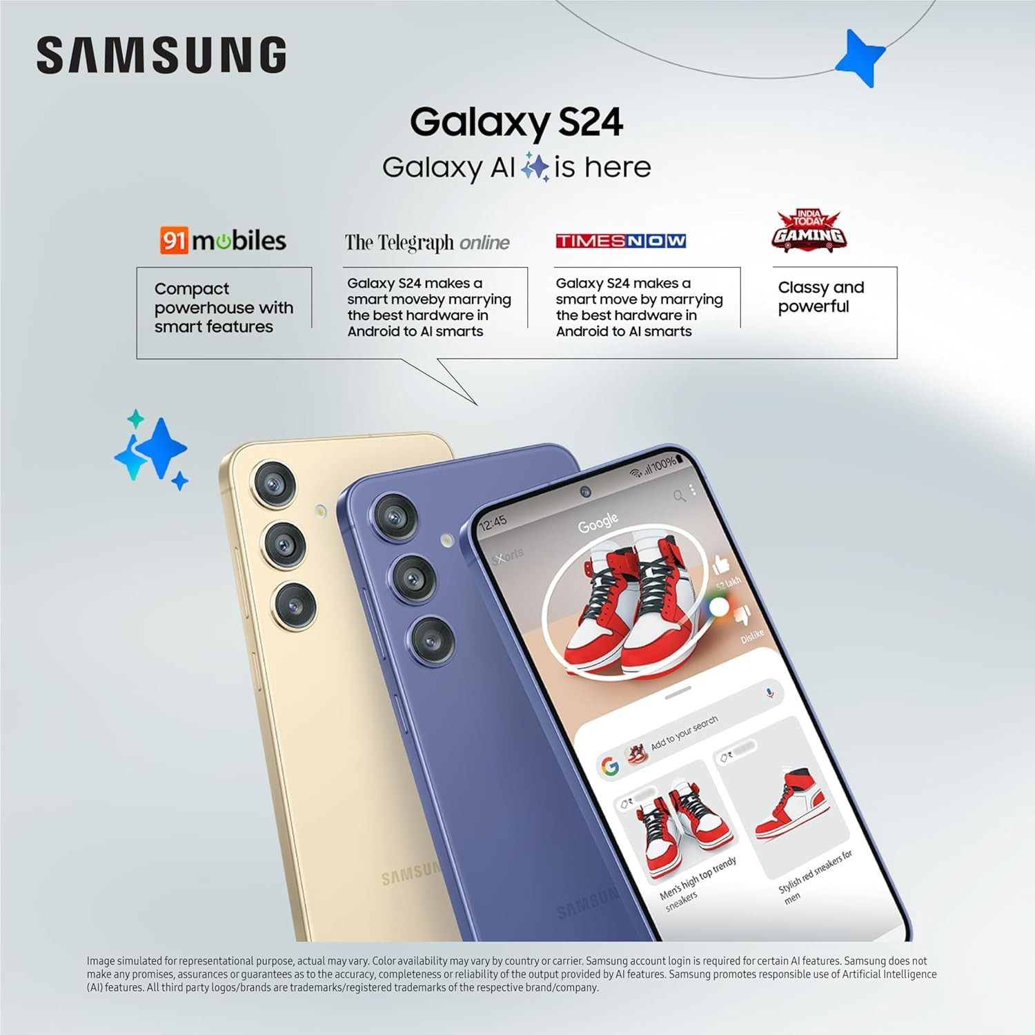 Samsung Galaxy S24 5G AI Smartphone Marble Gray 8GB 128GB Storage with Other Offers