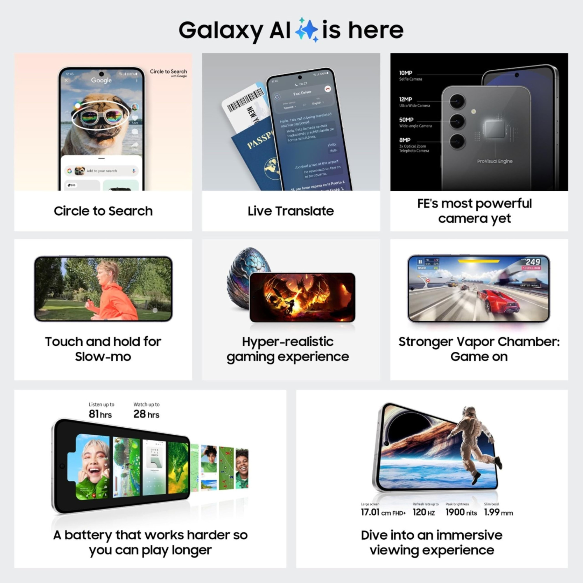 Samsung Galaxy S24 FE 5G AI Smartphone Graphite 8GB RAM 128GB Storage