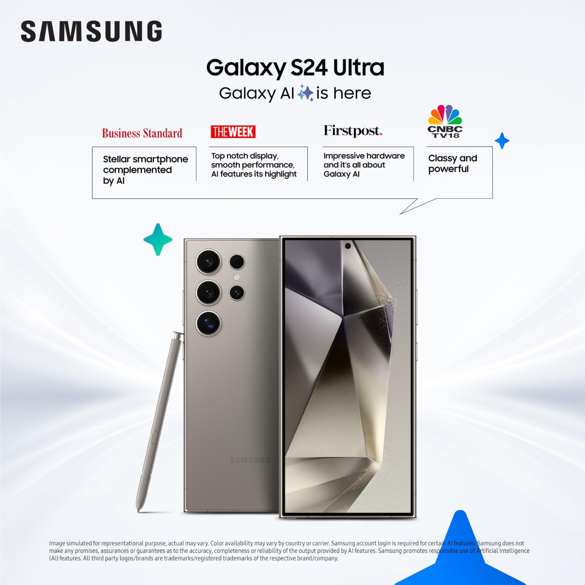 Samsung Galaxy S24 Ultra 5G AI Smartphone Titanium Gray 12GB 256GB Storage