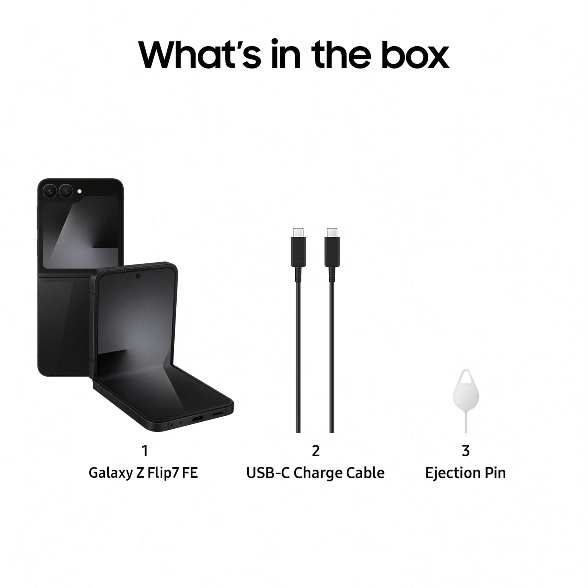 Samsung Galaxy Z Flip7 FE 5G Smartphone with Galaxy AI Black 8GB RAM 128GB Storage Ultra Sleek Compact Design 50MP High-Resolution FlexCam Long-Lasting 4000 mAh Battery All-New One UI 8