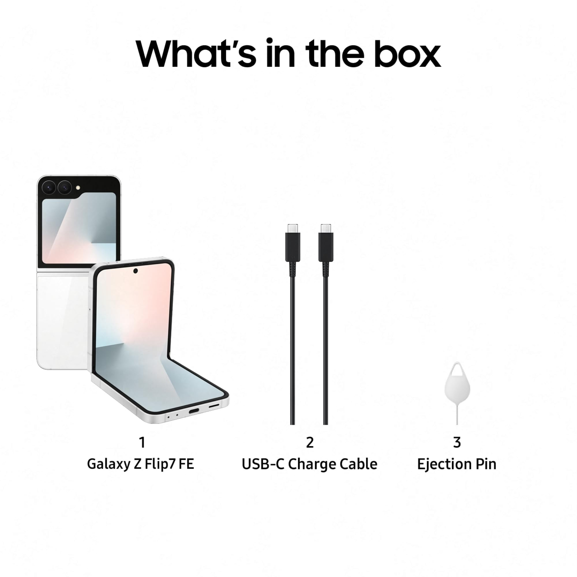 Samsung Galaxy Z Flip7 FE 5G Smartphone with Galaxy AI White 8GB RAM 256GB Storage Ultra Sleek Compact Design 50MP High-Resolution FlexCam Long-Lasting 4000 mAh Battery All-New One UI 8