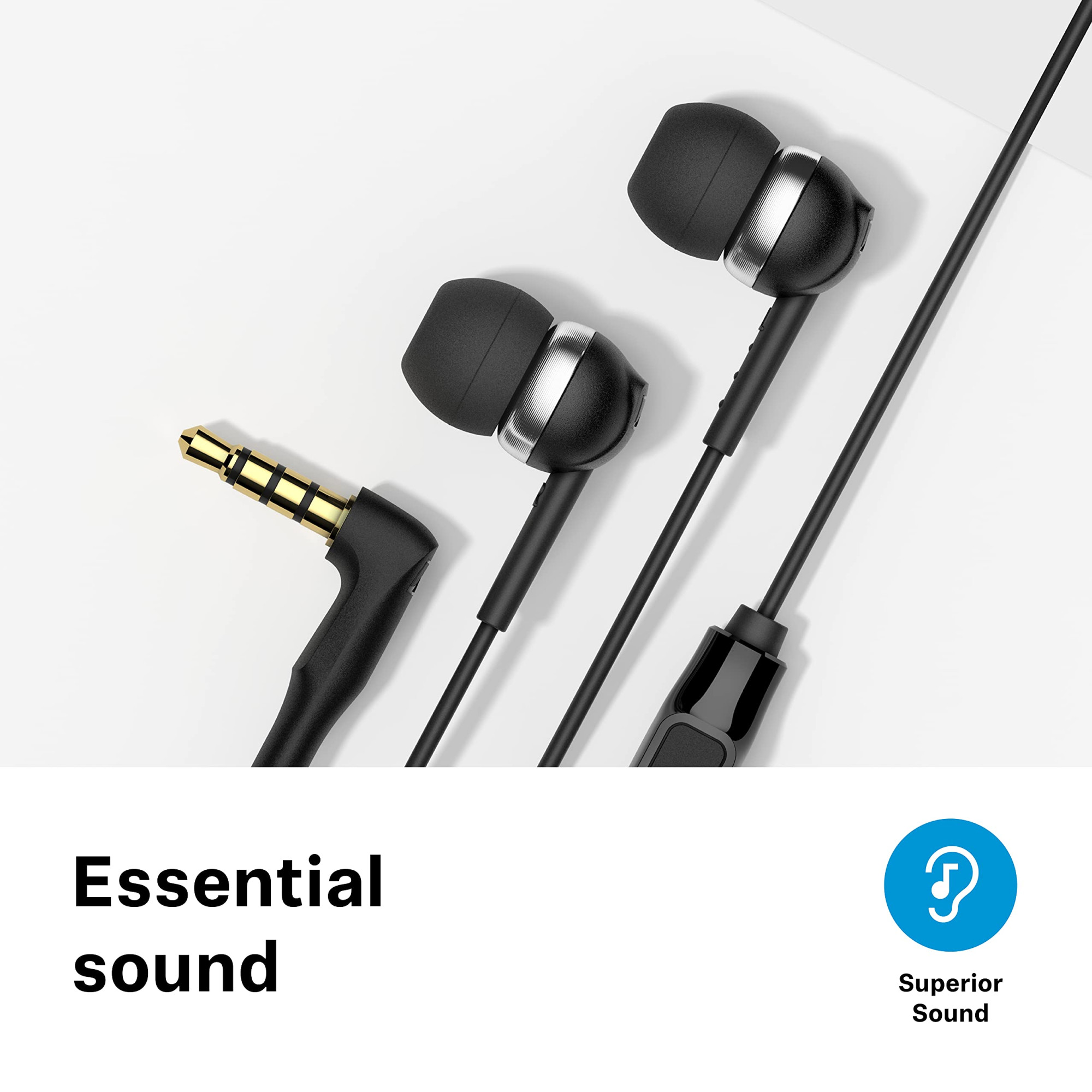 Sennheiser CX 80s Wired in-Ear Earphones with in-Line Microphone Superior Sound One Button Smart Control Lightweight Design 35mm Jack 3 Ear Tip Sizes 2Y Warranty Black