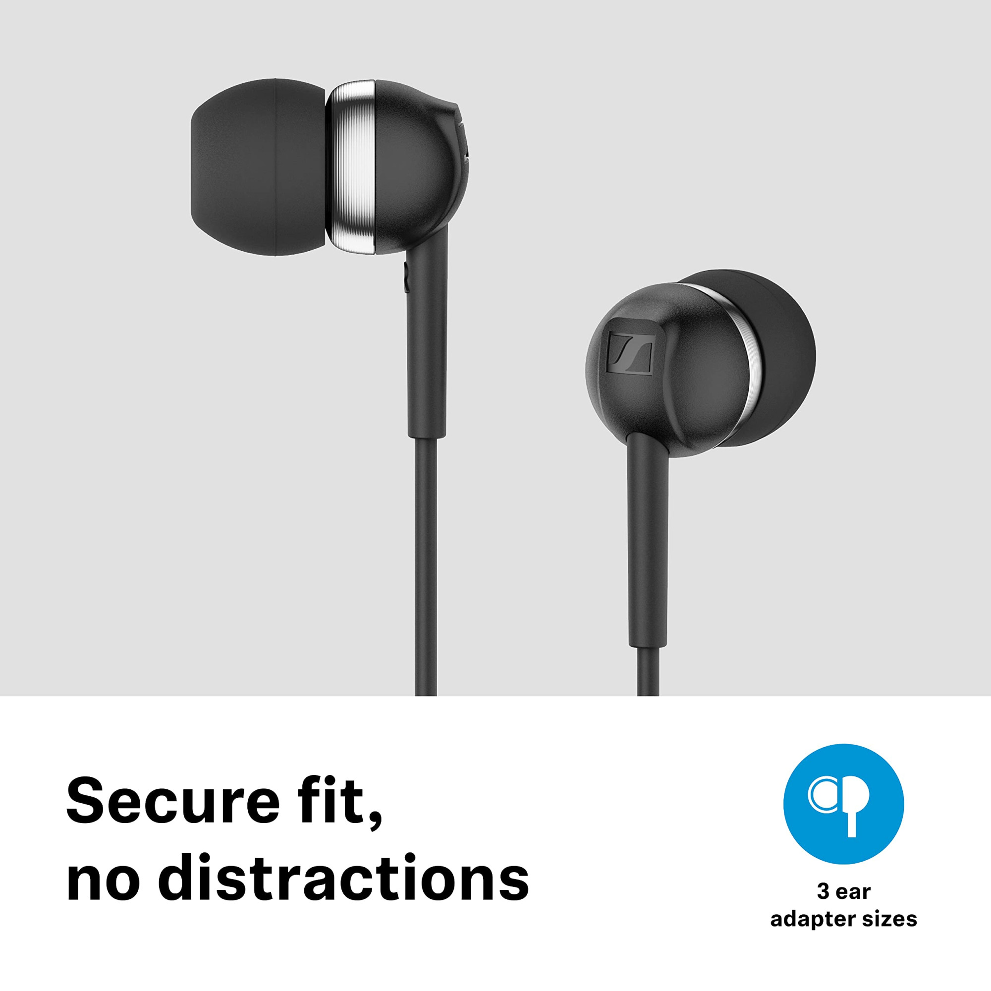 Sennheiser CX 80s Wired in-Ear Earphones with in-Line Microphone Superior Sound One Button Smart Control Lightweight Design 35mm Jack 3 Ear Tip Sizes 2Y Warranty Black