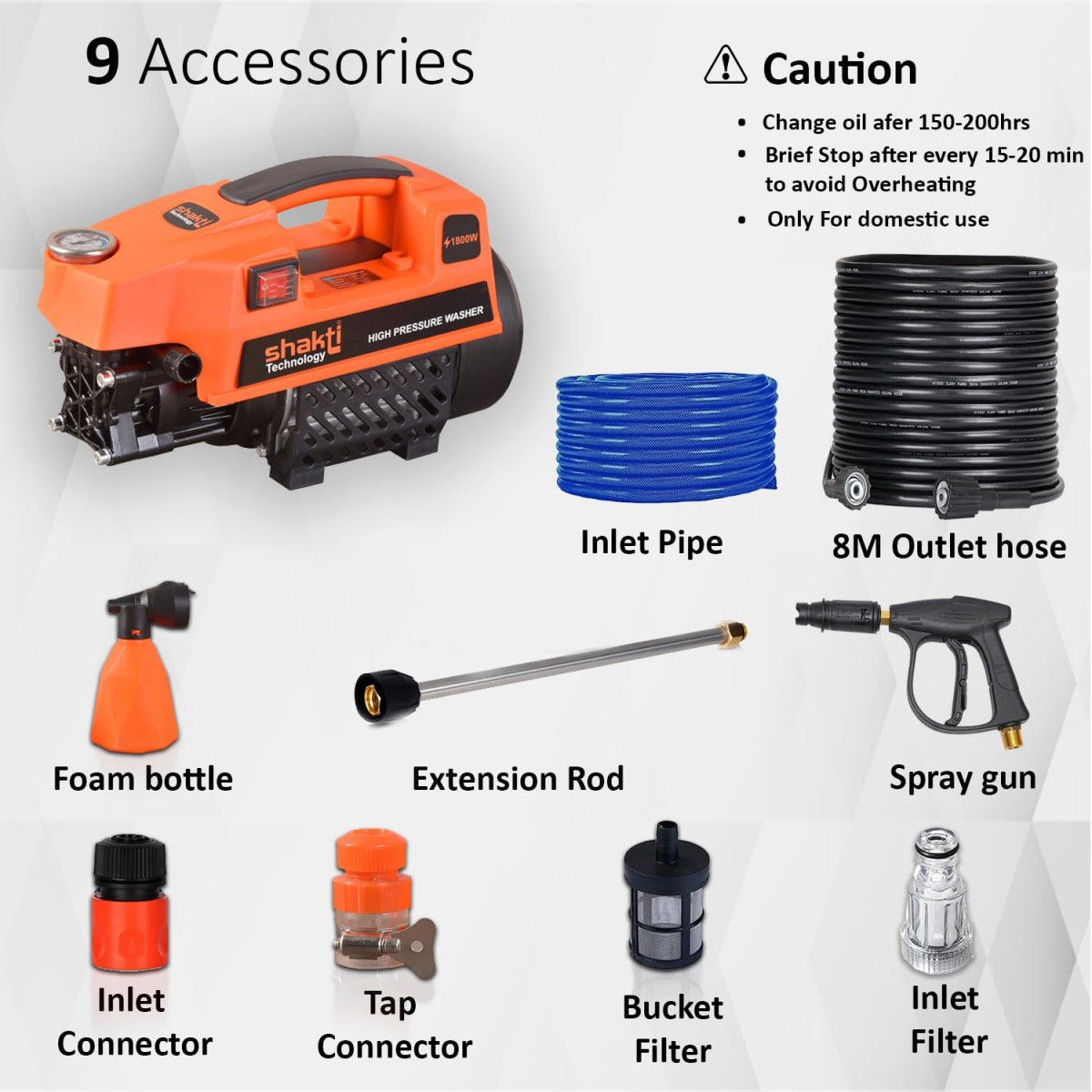 Shakti Technology S3 High Pressure Car Washer Machine 1800 Watts and Pressure 120 Bar for Cleaning Car Bike Home