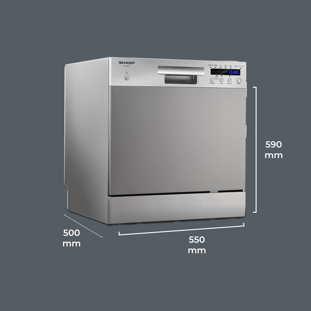 SHARP 8 Place Setting Table-Top Dishwasher Self-Clean Mode 4-Step Wash Cycles