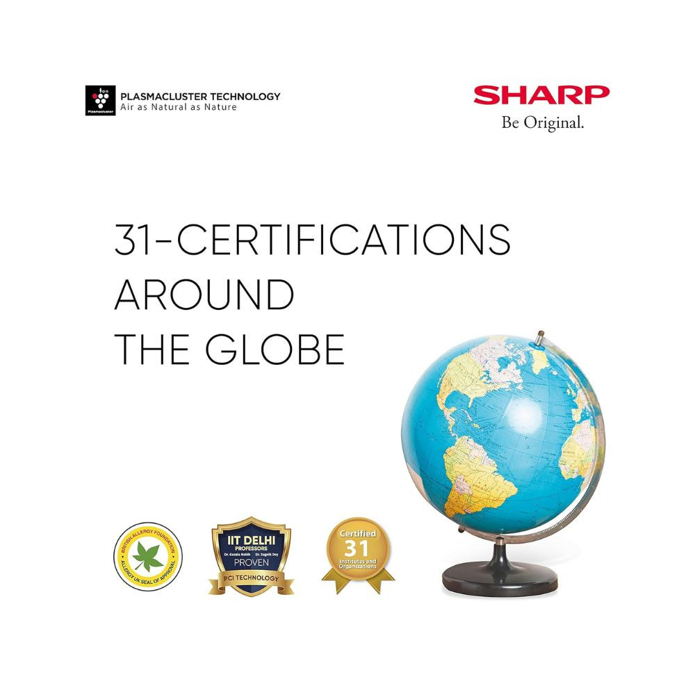 SHARP Air Purifier for Room FX-J80M-H with Plasmacluster Removes Bacteria Virus Odor Mold VOCs I WiFi I HEPA H14  Carbon  Pre Filter JAPAN TECHNOLOGY I Traps 9997 Pollutants I 680 Sq Ft
