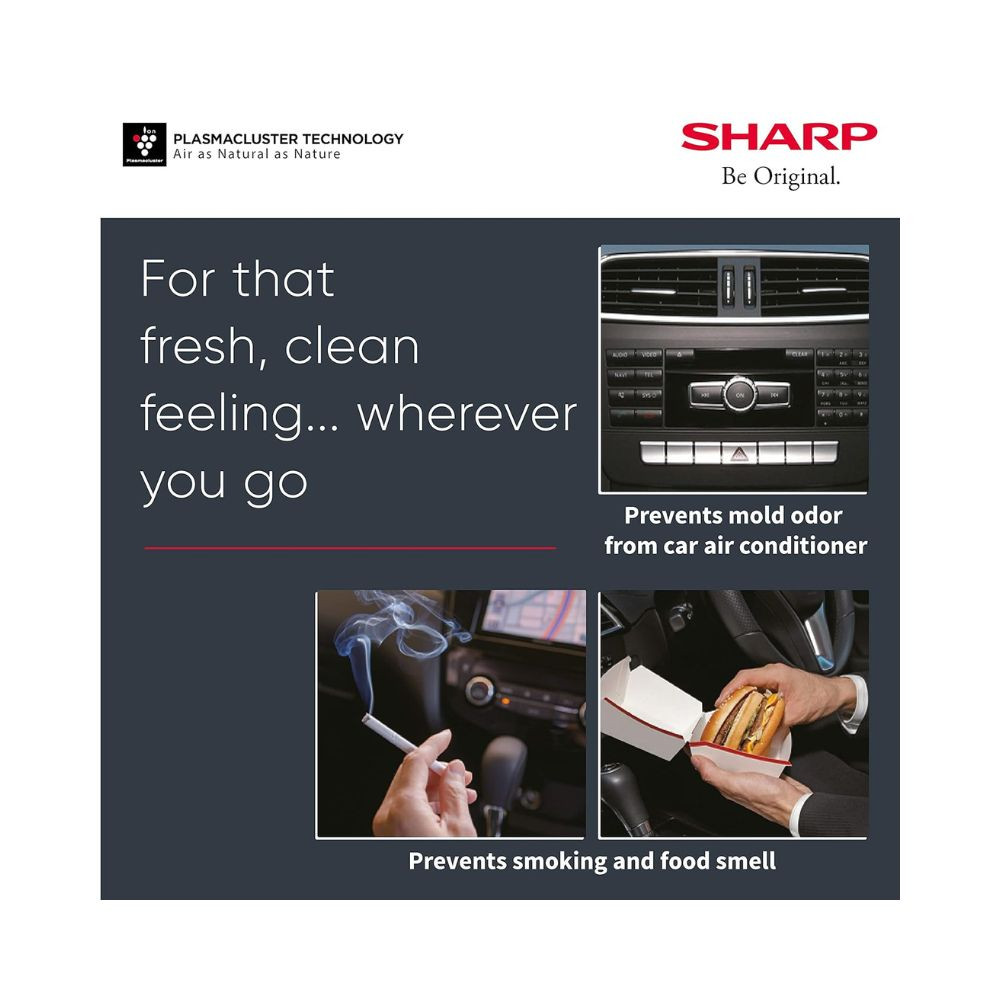 SHARP Car Air Purifier With Plasmacluster Removes Bacteria Virus Odor Mold Vocs I Japan Technology I Pre Filter I Suitable For Hatchback Sedan And Suvs  Cover 36 M I Ig-Gc2E-N Gold