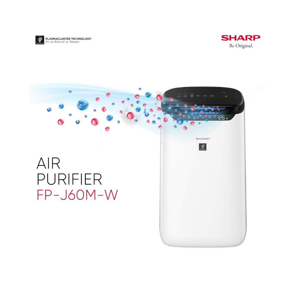 SHARP Room Air Purifier Fp-J60M-W With High Density Plasmacluster Ion Technology Haze Mode Sleep Mode And Anti-Pollen Mode  Coverage Area Upto 550 Ft White