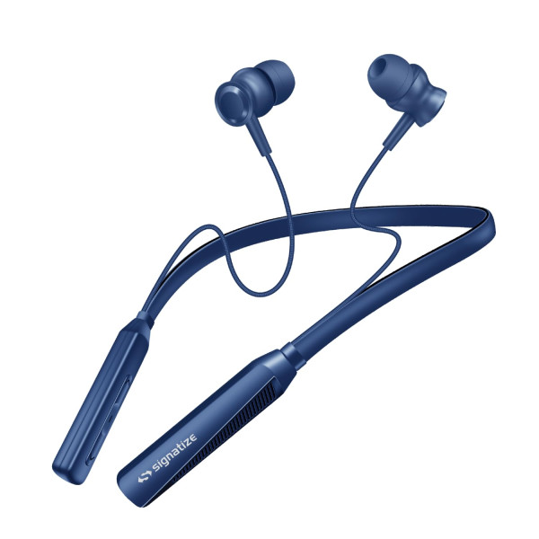 Image of SIGNATIZE Bluetooth Earphones with 10mm Drivers, Rich Music Experience, 50 Hours Playtime, Type C Fast Charging, Neckband Earphones with Voice Assistant (Blue)