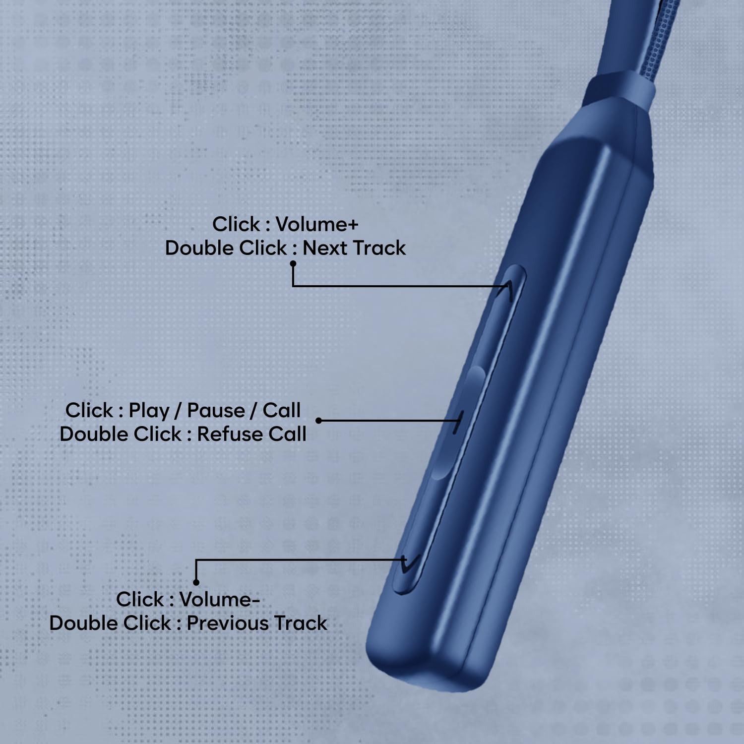 SIGNATIZE Bluetooth Earphones with 10mm Drivers Rich Music Experience 50 Hours Playtime Type C Fast Charging Neckband Earphones with Voice Assistant Blue