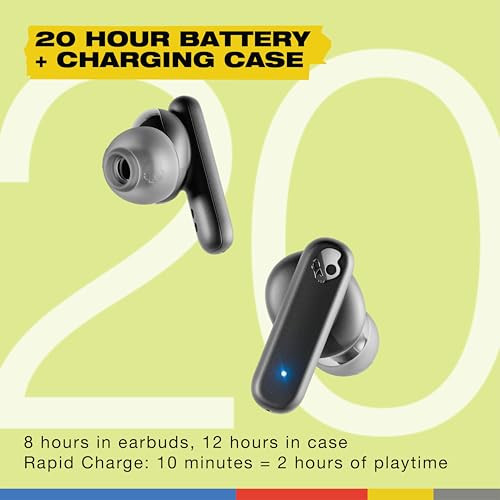 Skullcandy Smokin Buds In-Ear Wireless EarbudsENCMusic Movie Podcast EQ Modes20HrRapid ChargeCapacitive Touch ControlsUse Either Bud SoloPremium Audio Qualitywork with Android and iOS- Black