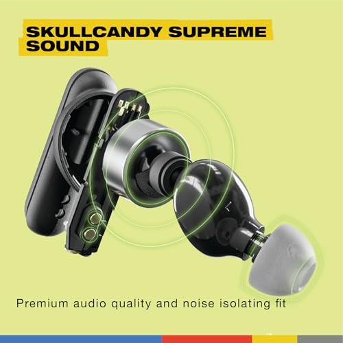 Skullcandy Smokin Buds In-Ear Wireless EarbudsENCMusic Movie Podcast EQ Modes20HrRapid ChargeCapacitive Touch ControlsUse Either Bud SoloPremium Audio Qualitywork with Android and iOS- Black