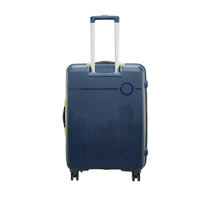 Skybags Cityscape 67Cms Polypropylene Hardsided Medium Size 8 Wheels Anti Theft Zipper Blue Suitcase