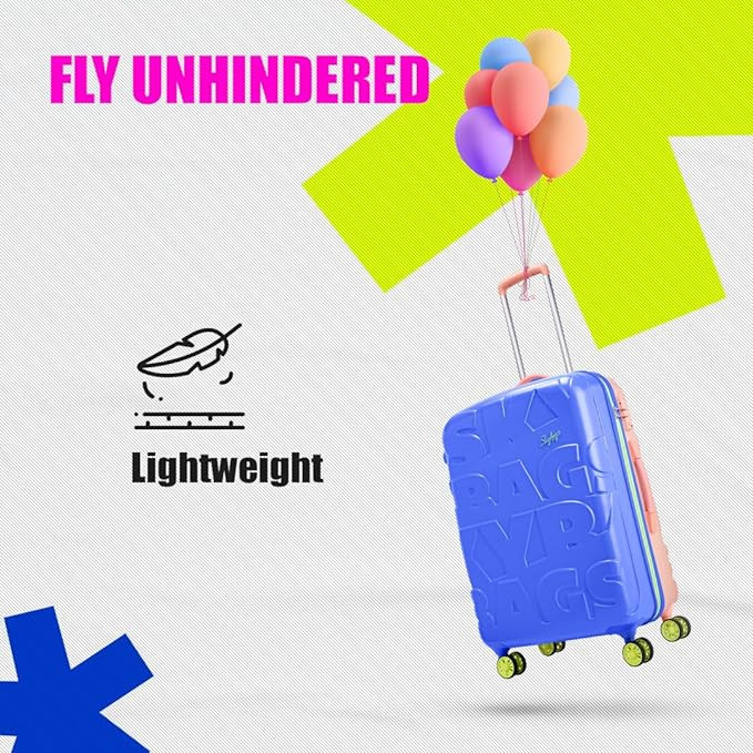 Skybags Crest Medium Size Hardshell Luggage 69 Cm Polycarbonate Luggage 4 Wheel Inline Trolley Bag with 8 Wheels