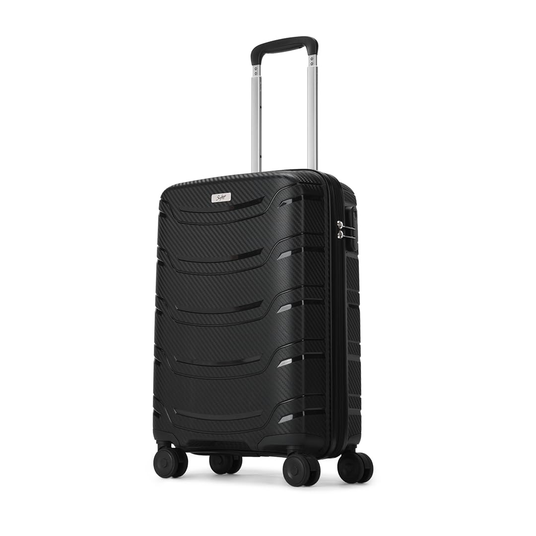 Skybags Curve Cabin Size Hard Luggage 56 cm Polypropylene Luggage Trolley with 8 Wheels Black Unisex