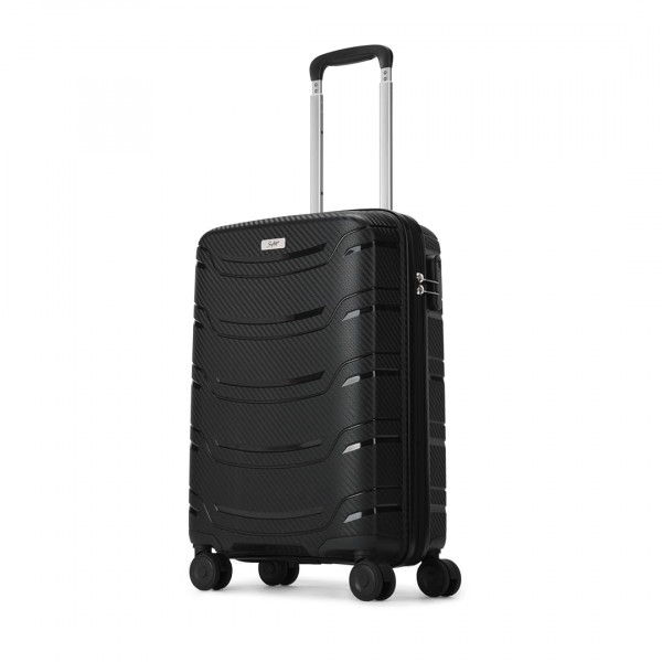 Image of Skybags Curve Cabin Size Hard Luggage (56 cm) | Polypropylene Luggage Trolley with 8 Wheels| Black | Unisex