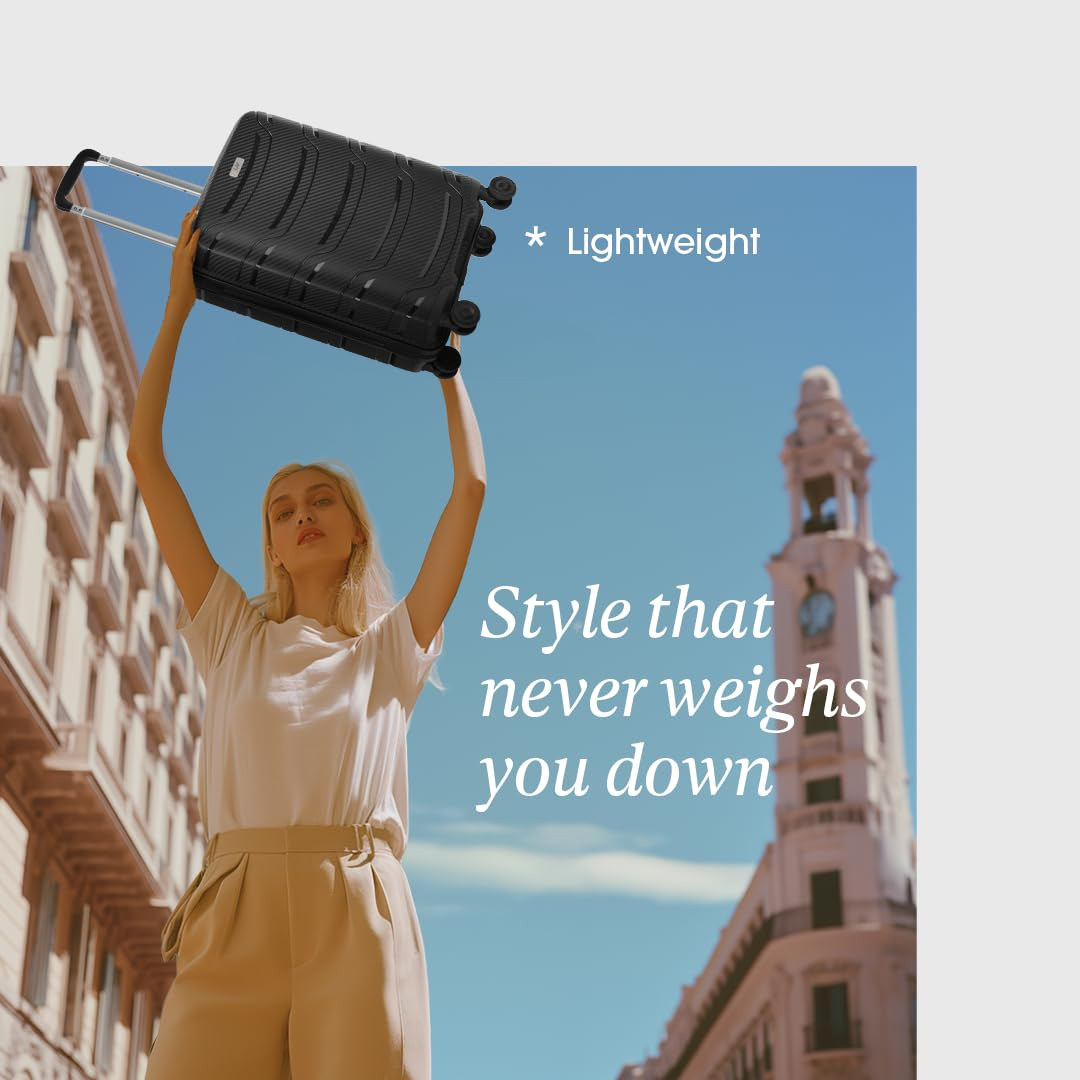 Skybags Curve Cabin Size Hard Luggage 56 cm Polypropylene Luggage Trolley with 8 Wheels Black Unisex