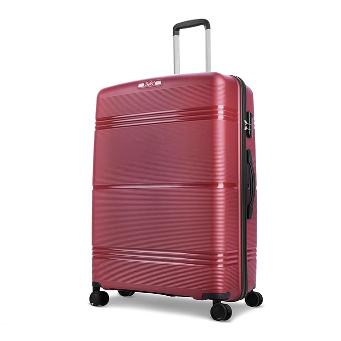Skybags Paratrip Large Size Hard Luggage 79 cm Polypropylene Luggage Trolley with 8 Wheels and Anti Theft Zipper Maroon