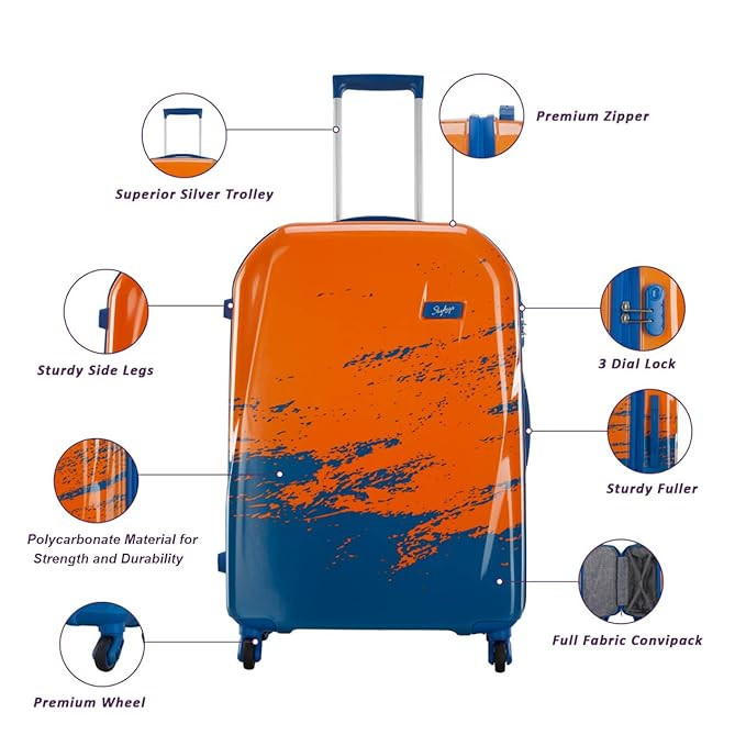 Skybags Polyester Hard Luggage- SuitcaseHorizoOrange