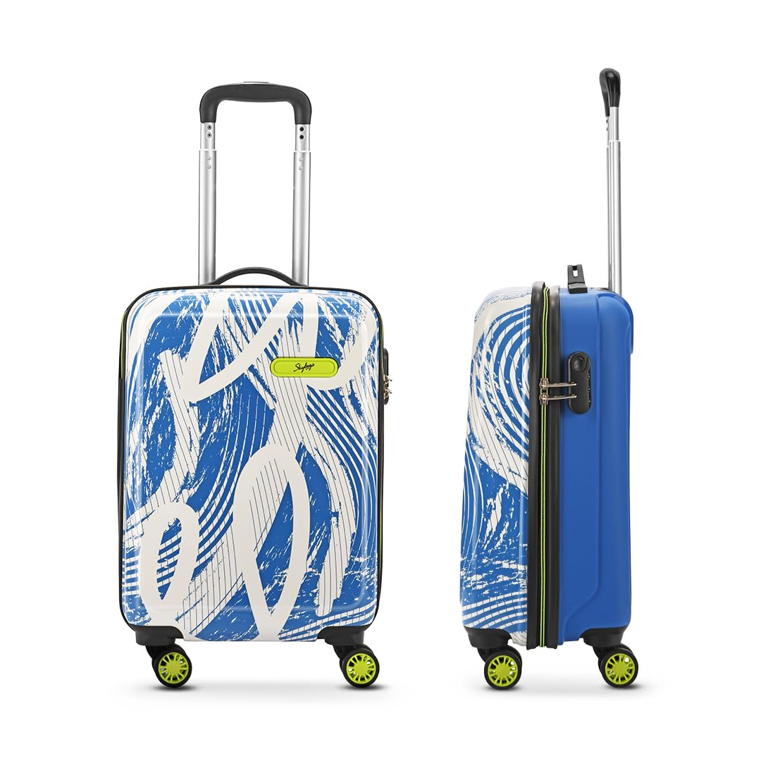 Skybags Stroke Cabin Abs Hardshell Luggage 55 Cm  Printed Luggage 4 Wheel Inline Trolley Bag with 8 Wheels and in-Built Combination Lock