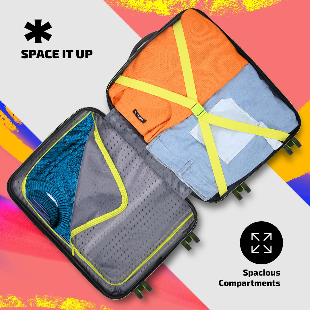 Skybags Stroke Cabin Abs Hardshell Luggage 55 Cm  Printed Luggage 4 Wheel Inline Trolley Bag with 8 Wheels and in-Built Combination Lock