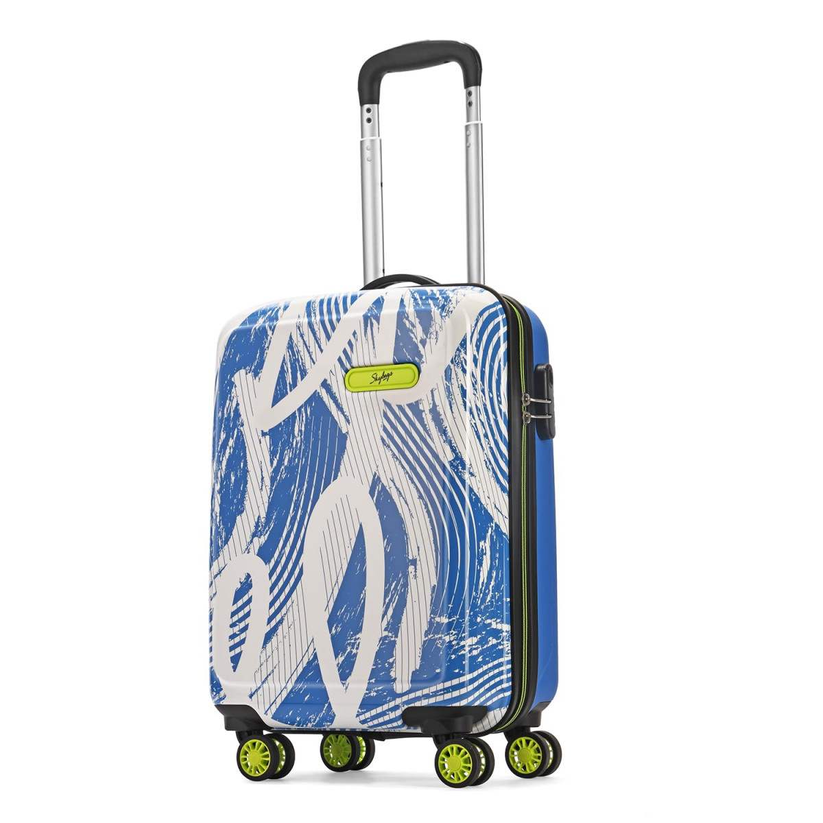 Skybags Stroke Cabin Abs Hardshell Luggage 55 Cm  Printed Luggage 4 Wheel Inline Trolley Bag with 8 Wheels and in-Built Combination Lock