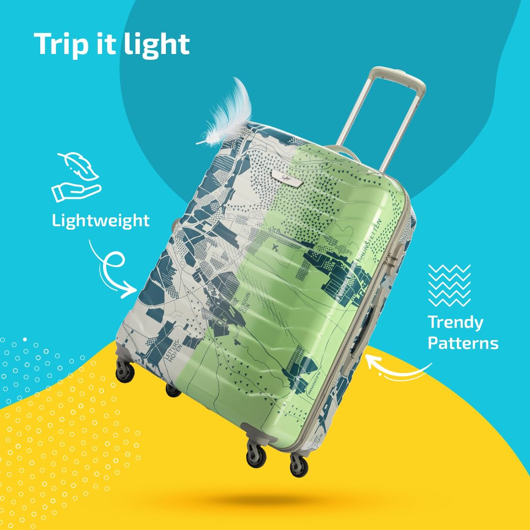 Skybags Tooper Set of 3 Cabin MediumLarge Hard Luggage 556575 cm  Polypropylene Luggage Trolley with 8 WheelsGreenUnisex