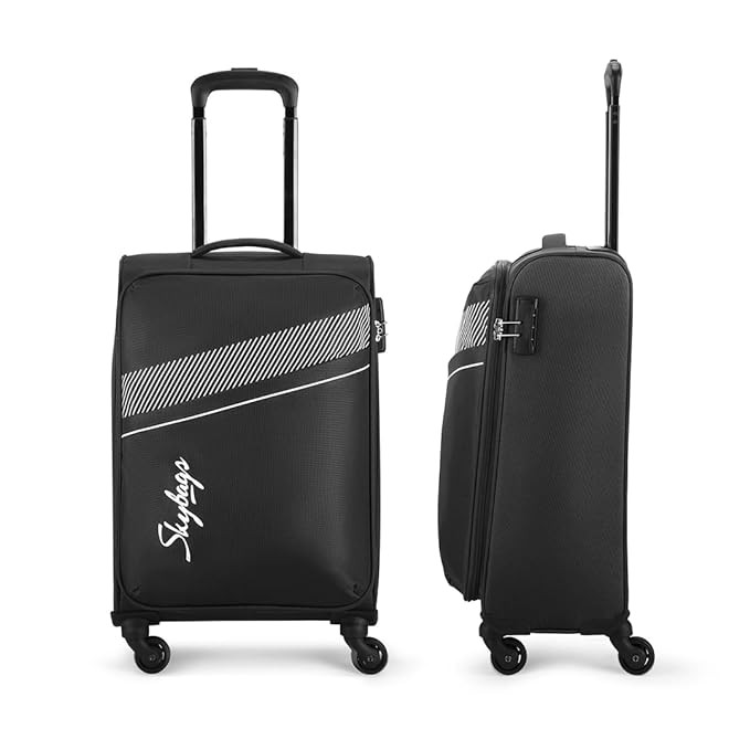 Skybags Trick Polyester Softsided 58 cm Cabin Stylish Luggage Trolley with 4 Wheels Black Trolley Bag - Unisex