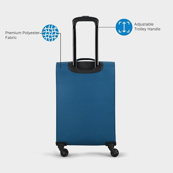 Skybags Trick Polyester Softsided 58 cm Cabin Stylish Luggage Trolley with 4 Wheels Blue Trolley Bag - Unisex