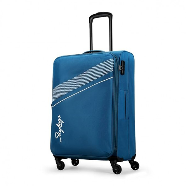 Image of Skybags Trick Polyester Softsided 69 cm Cabin Stylish Luggage Trolley with 4 Wheels | Blue Trolley Bag - Unisex