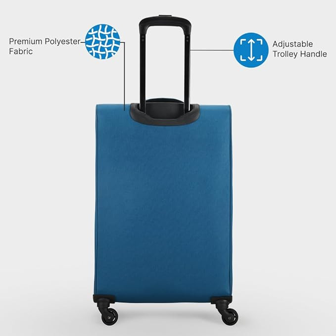 Skybags Trick Polyester Softsided 69 cm Cabin Stylish Luggage Trolley with 4 Wheels Blue Trolley Bag - Unisex