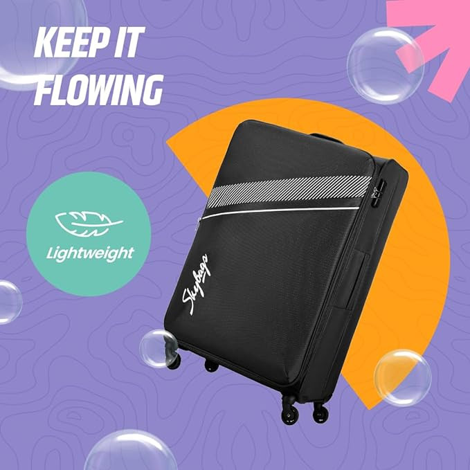 Skybags Trick Polyester Softsided 80 Cm Cabin Stylish Luggage SpeedWheel Trolley with 4 WheelsBlack Trolley Bag - Unisex